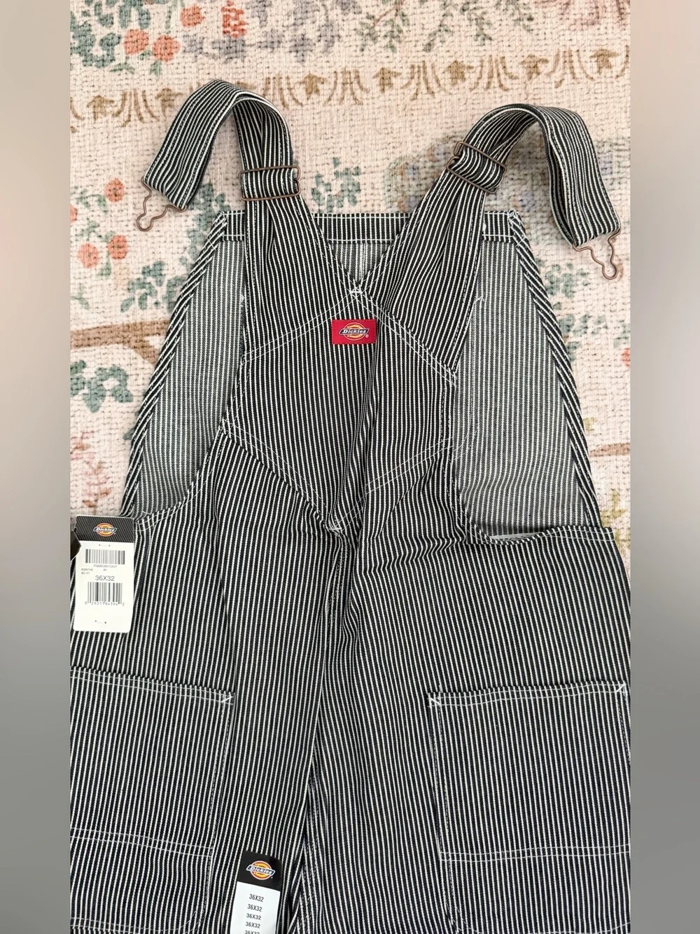 DICKIES Hickory Striped Bib Overalls 36 x 32